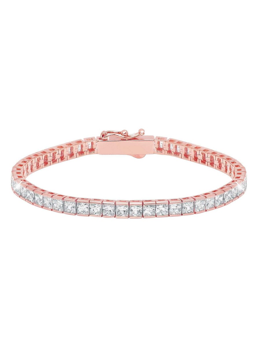 Bracelets CRISLU | Classic Medium Princess Tennis Bracelet Finished In ...